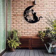 Moon Metal Wall Art Cat Wall Decor