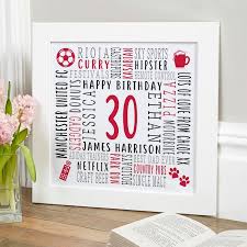30th birthday personalised gifts for