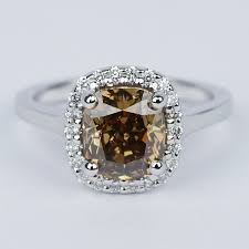 3 Carat Cognac Diamond With Pave Halo Engagement Ring