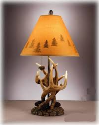 deer antlers table lamps cabin wood