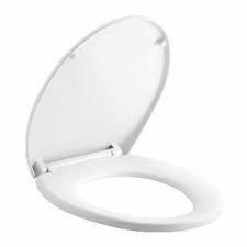 White Plastic Elongated Toilet Seat Cover