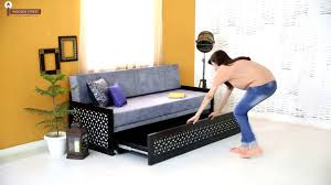 It's also incredibly durable and easy to care for. Sofa Cum Bed Betty Wooden Sofa Cum Bed Living Room Furniture Wooden Street Youtube