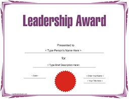Education Certificates Leadership Award Template