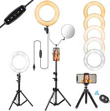 Amazon Com 10 Selfie Ring Light With Stand And Phone Holder For Makeup Live Stream Includes A Small Flexible Tripod Stand Perfect For Youtube Video Shooting Vlogs Desktop Compatible With Iphone Android Phone