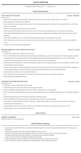 Most universities would require a successfully completed bachelor degree in the areas. Event Project Manager Resume Sample Mintresume