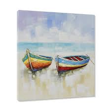 knife painting boat canvas