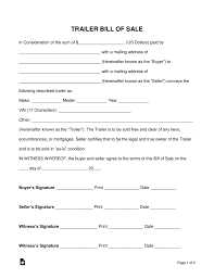 Free Trailer Bill Of Sale Form Word Pdf Eforms Free Fillable
