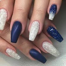 Blue and white striped nail design with gold tape. Topic For Blue Nail Designs Best Of Blue And White Nail Designs Navy And Silver Nails Blue And Silver Nails Blue Nail Designs