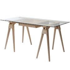 arco desk oak glass table top