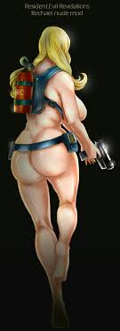 lia, rachael foley, resident evil, resident evil: revelations, highres,  1girl, ass, blonde hair, breasts, completely nude, gun, huge ass, large  breasts, nude, sagging breasts, weapon 