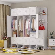 We always need more space to hang clothes. Xhcp Portable White Wardrobe Armoire Organizer Resin Modular Clothes Armoire With Hanging Rod Shoe Rack F Wardrobe Armoire Armoire Organization White Wardrobe