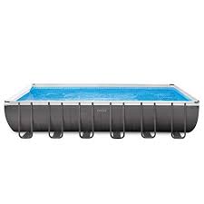 Intex 24ft X 12ft X 52in Ultra Frame Rectangular Pool Set With Sand Filter Pump Saltwater System Ladder Ground Cloth Pool Cover Maintenance Kit