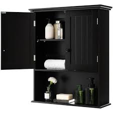 Black Bathroom Storage Wall Cabinet