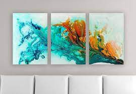 Large Abstract Triptych Art Print Three