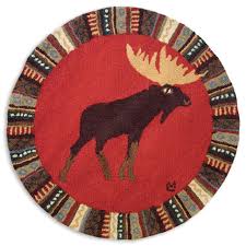 cinnamon moose hand hooked wool rug