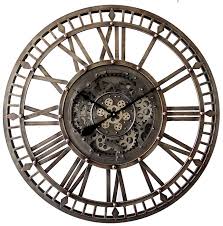 Wall Clock Gears Dia60x5cm Aged Silver