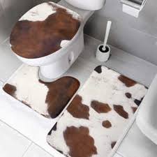 Brown Cow Print Bathroom Decor Toilet