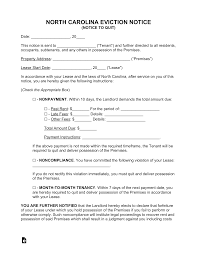 north carolina eviction notice forms