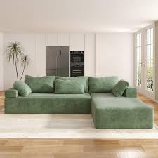 J E Home 121 95 In W Armless 3 Piece Teddy Velvet Modular 6 Seater Free Combination Sectional Sofa In Black Green