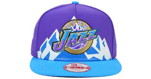 '47 utah jazz black level mesh trucker snapback hat. Ktz Synthetic Utah Jazz Logo Mural Snap 9fifty Cap In Blue For Men Lyst