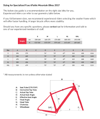 Fuse Size Guide Specialized Stumpjumper 29er Sizing Chart