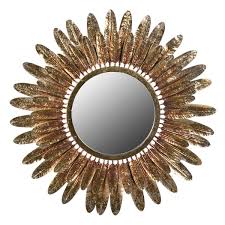 Gold Round Feathers Mirror Love Ma Maison