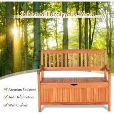 Alpulon 33 Gal Brown Solid Wood Outdoor Storage Bench Deck Box Patio Storage Loveseat
