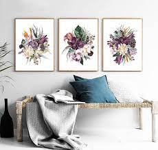 Tropical Flowers Wall Art Set Printable