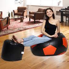 dual colour football bean bag footstool