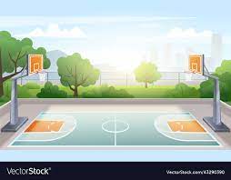 cartoon basketball court royalty free