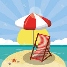 Summer Beach Design In The Seashore With Beach Umbrella And Chair