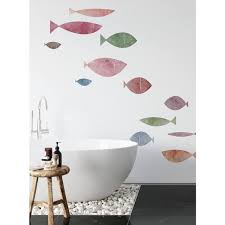 Sunset Large School Of Fish Vinyl Wall