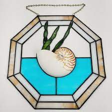3d Stained Leaded Glass Nautilus Shell