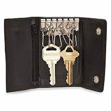 Black Leather Trifold Key Holder Wallet