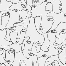 Abstract Faces Wallpaper Black White