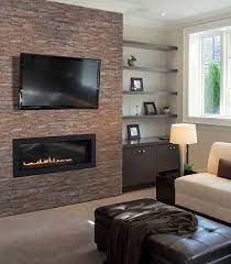 Fireplace With Natural Stone Ledger Panels