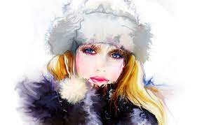 Wallpaper winter, girl, face, woman ...