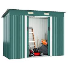 Jaxpety 9 1 Ft W X 4 3 Ft D Outdoor Metal Storage Shed Garden Tool Storage Building Galvanized Steel Green 39 13 Sq Ft