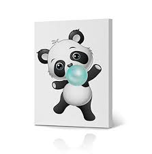 cute panda bubble gum art teal blue