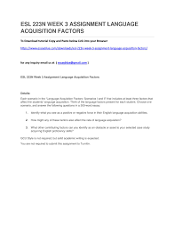 esl n week assignment language acquisition factors by esl 223n week 3 assignment language acquisition factors by melissaharrington issuu