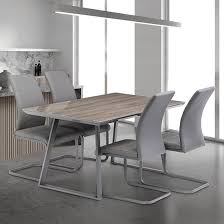 michton grey oak glass top dining table