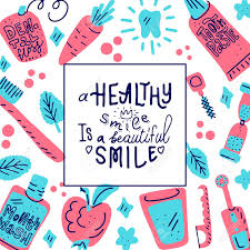 It's okay to look at the past and the future. Kids Oral Care Lettering Quote That Says A Healthy Smile Is Royalty Free Cliparts Vectors And Stock Illustration Image 135872853
