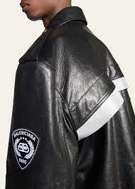 Balenciaga Men's Oversized Leather Uniform Jacket
