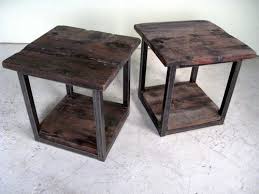 Rustic Modern End Table With Steel Base
