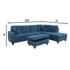 We believe in helping you find the product that is right for you. Star Home Living 3 Piece Blue Microfiber 4 Seater L Shaped Right Facing Chaise Sectional Sofa With Ottoman F122b The Home Depot