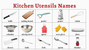 voary kitchen utensil names