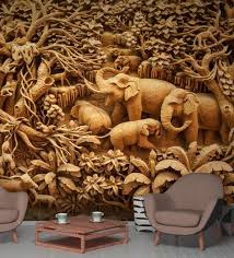 the wooden elephants wall mural