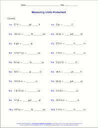 customary measuring units worksheets