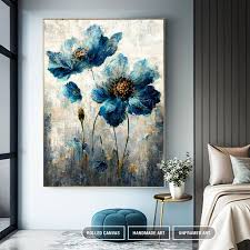 Hand Painted Blue Flower Wall Decor