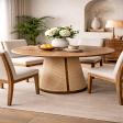 Solid Wood Round Dining Table Set with Cane Base | 4-Seate product image